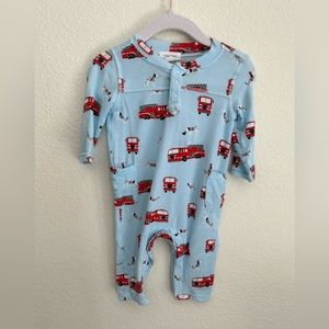 Angel Dear button fire engine romper jammies